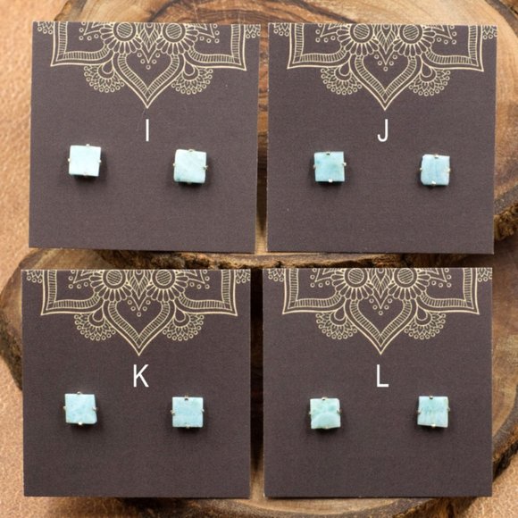 Larimar and Sterling Silver Crystal Stud Earrings - Choose the pair you want - Picture 4 of 4